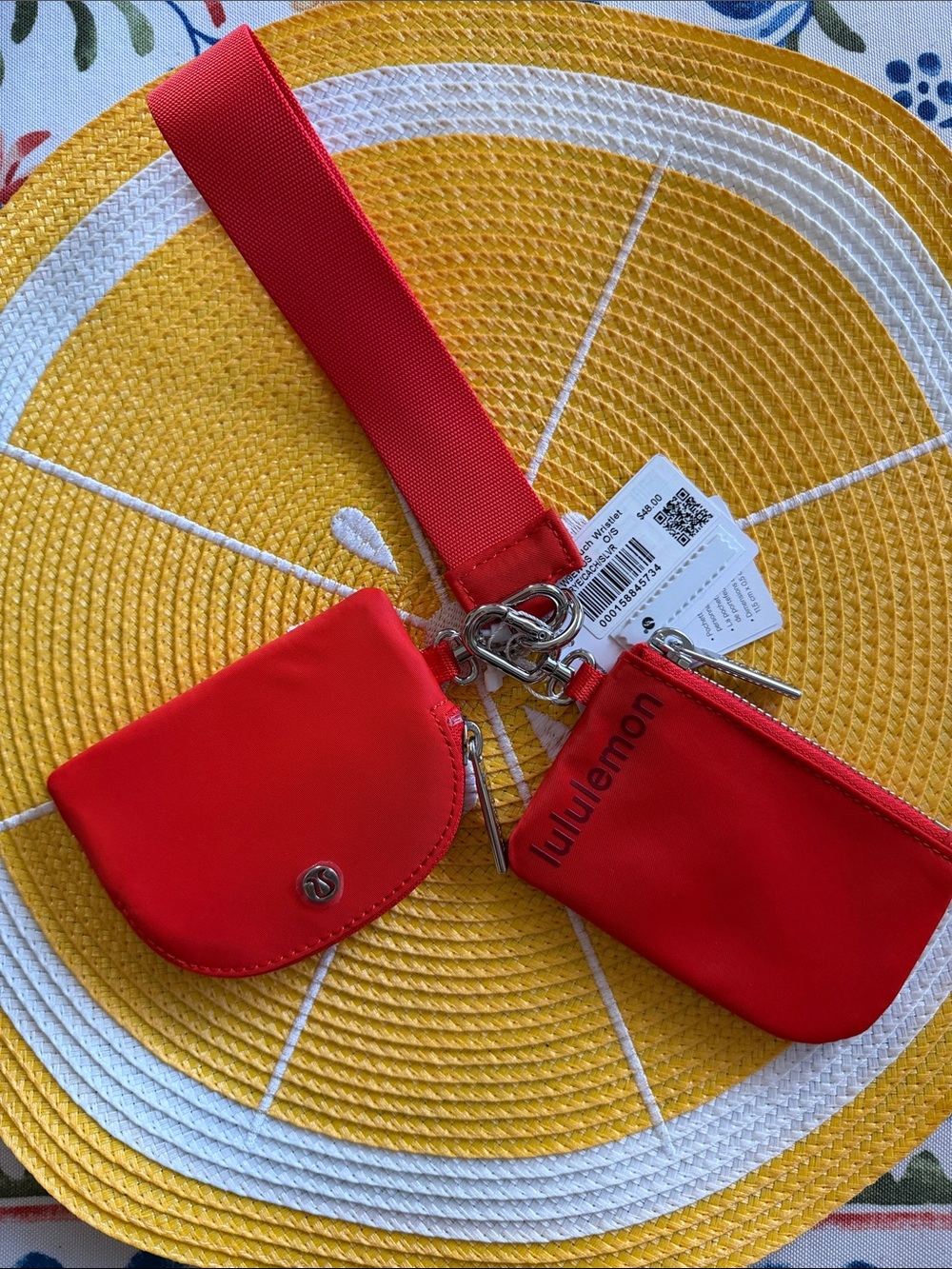 lululemon athletica Red Wristlet Keychain Pouch Set